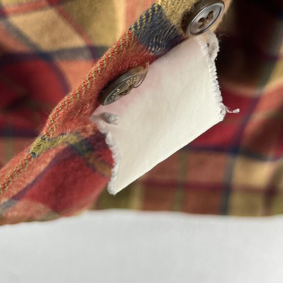 TIMBERLAND Shirt Mens XS Heavy Brushed Flannel Plaid Lumberjack Button Up Red - Picture 13 of 16